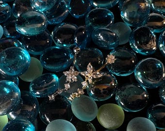 Gold Silver Belly Button Rings Set, Stainless Steel Dangle Flower Navel Piercings