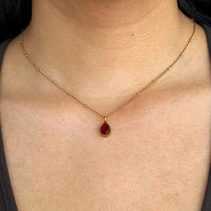Red Teardrop Pendant Necklace for Women | Stainless Steel Minimalist Jewellery | Dainty Everyday Necklace