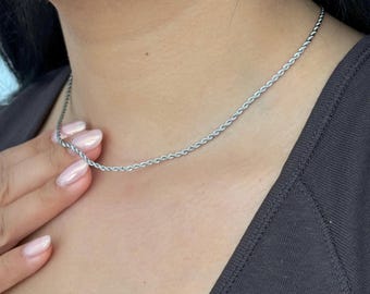 2mm Silver Rope Chain Necklace | Stainless Steel Minimalist Everyday Jewellery