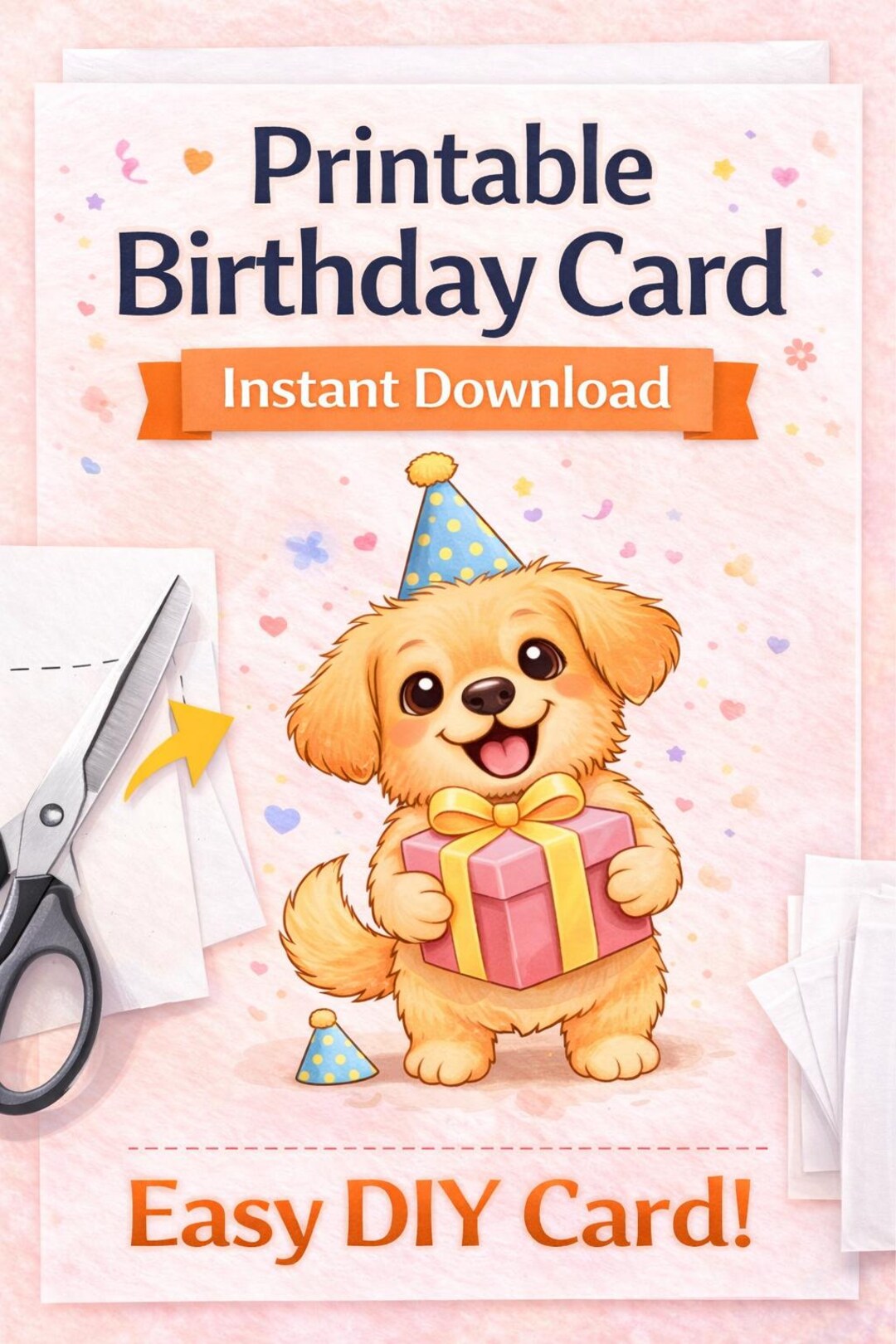 Puppy Birthday Card | Dog Lover, Kids Printable Greeting (instant ...