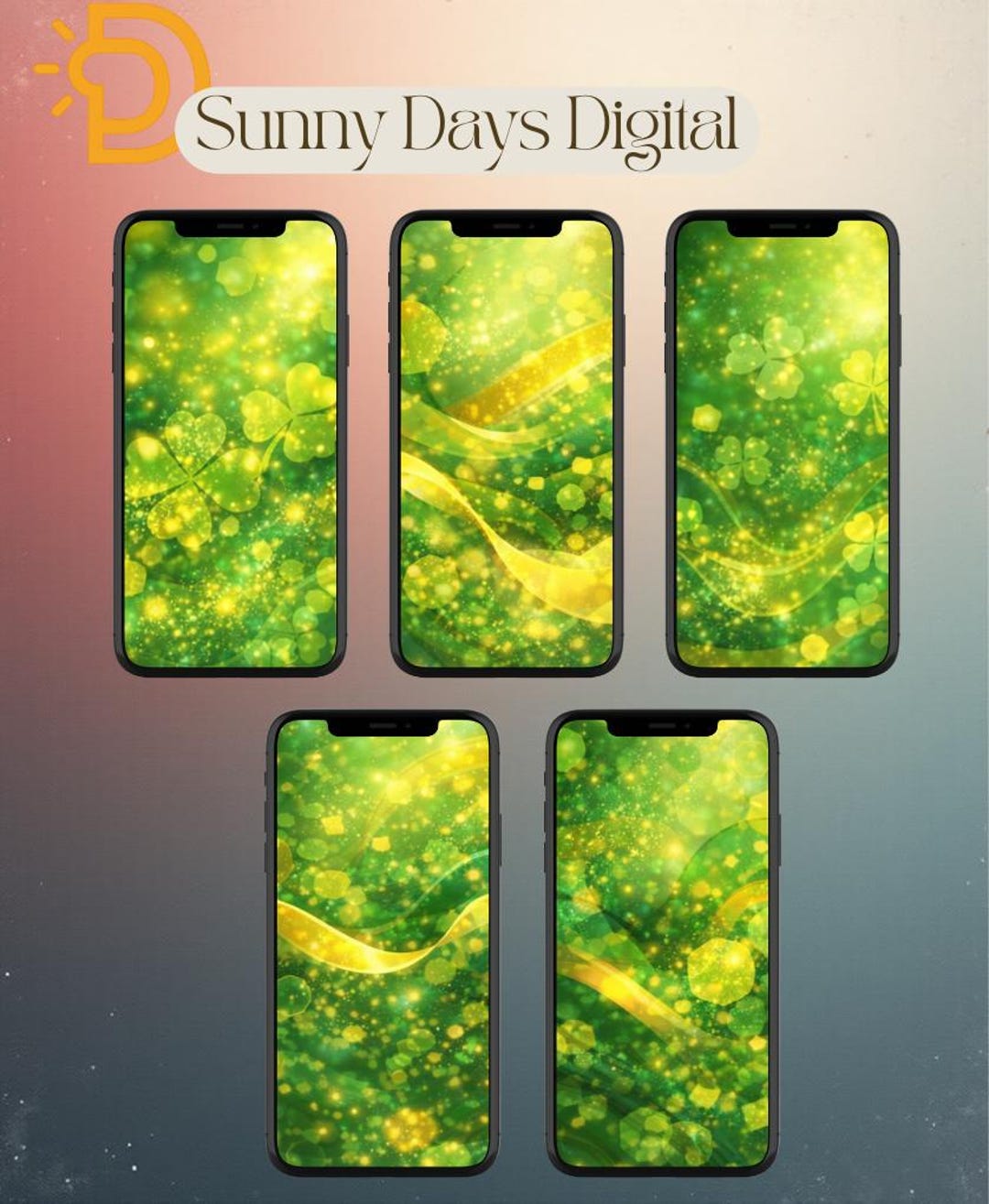 St Patrick's Day Phone Wallpaper Bundle, Green Gold Abstract iPhone ...