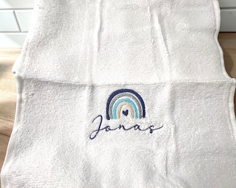 Gästehandtuch Kinder Regenbogen mit Name | Personalisiertes Kinderhandtuch | Handtuch mit Namen | Geschenk Junge | Kinderbad - Taufe