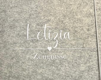 Zeugnismappe personalisiert, Filzmappe für Zeugnisse, Dokumente, Geschenk,Einschulung ,Gastgeschenk ,Mappe für Zeugnisse