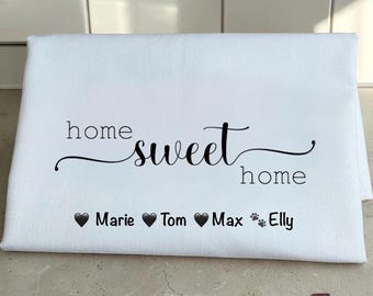 Personalisiertes Geschirrtuch zum Einzug | Geschenk neues Zuhause | Küchentuch mit Namen | Einweihungsgeschenk | Geschenk für Paare - Sweet