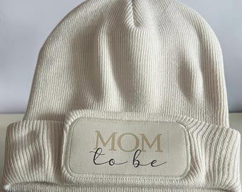 Geschenk Mamas schwangere- Mütze Beanie- Mütze beige- Schwangeren Geschenk- Mama Geschenk - MOM to be - Damenmütze