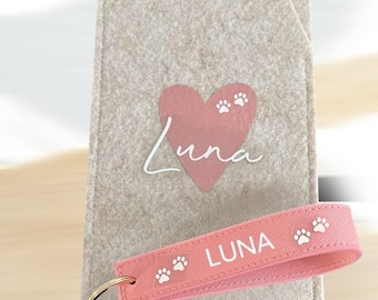 Hundepasshülle Filz * Hülle für EU Heimtierausweis* Hülle mit Namen* Hundepasshülle* Geschenk Hundepasshülle mit Herz - Impfpass - Schlüssel
