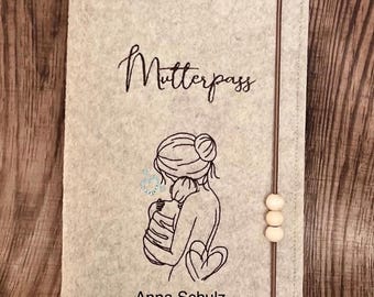 Mutterpasshülle personalisiert Filz * Mutterliebe * Mamapass * Hülle für Mutterpass * Mutterpass Hülle  * Umschlag Mutterpass Filz * beige