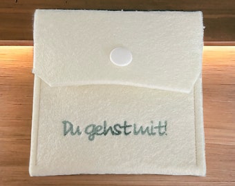 Rosenkranztasche Du gehst mit! Filz,Rosenkranz Täschchen, Kommunion, Gastgeschenk,Mädchen,