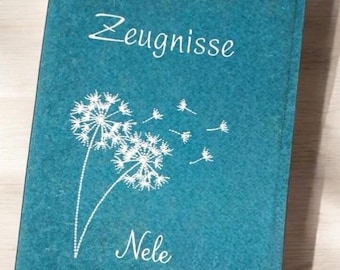 Zeugnismappe Pusteblume mit Namen, Filzmappe für Zeugnisse, Dokumente, Geschenk,Einschulung Mädchen, Gastgeschenk ,Mappe für Zeugnis