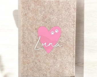 Hundepasshülle Filz * Impfpasshülle Hund - Hülle für EU Heimtierausweis* Hülle mit Namen* Hundepasshülle* Geschenk Hundepasshülle mit Herz