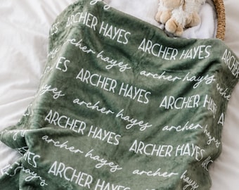 Personalized Baby Plush Blanket, Custom Name Swaddle, Newborn Gift, Gift for Baby Boy