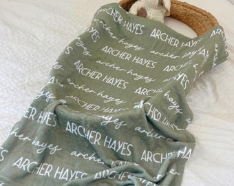 Personalized Baby Blanket with Name, Custom Newborn Swaddle, Gift for Baby Boy