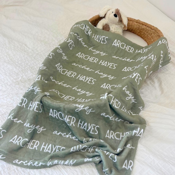 Personalized Baby Blanket with Name, Custom Newborn Swaddle, Gift for Baby Boy