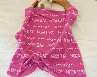 Personalized Blanket with Name, Custom Newborn Swaddle, Gift for Baby Girl, Custom Nursery Decor