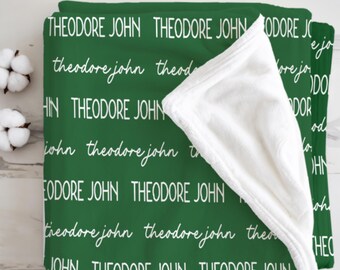 Personalized Baby Name Blanket, Plush Swaddle, Custom Nursery Decor, Baby Shower Gift