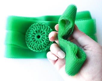 Emerald Green Dish Scrubbie Supplies - Set of 4 through 20 - DIY Nylon Netting Strips - Precut Pot Scrubber Strips