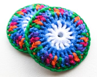 Jewel Tone Nylon Dish Scrubbies - Set of 2 through 10 - Large Crochet Pot Scrubbers - 5 inch Kitchen Sponge