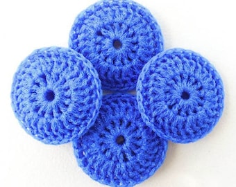 Nylon Netting Dish Scrubbies - Set of 2 through 10 - Cobalt Blue Crochet Pot Scrubber