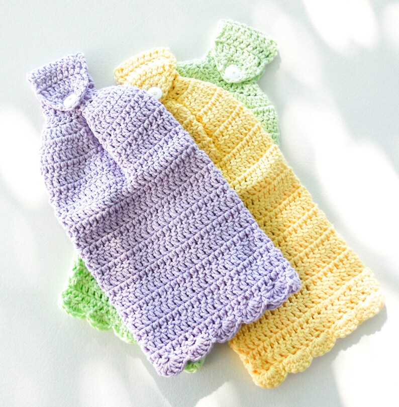 Crochet Hanging Dish Towel Set of 1 Cotton Kitchen Towel Etsy