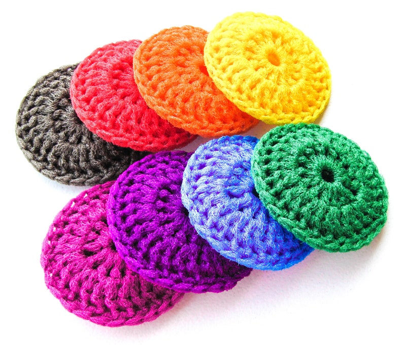 Nylon Pot Scrubber Set of 8 Rainbow Collection Crochet Dish Scrubbies image 10