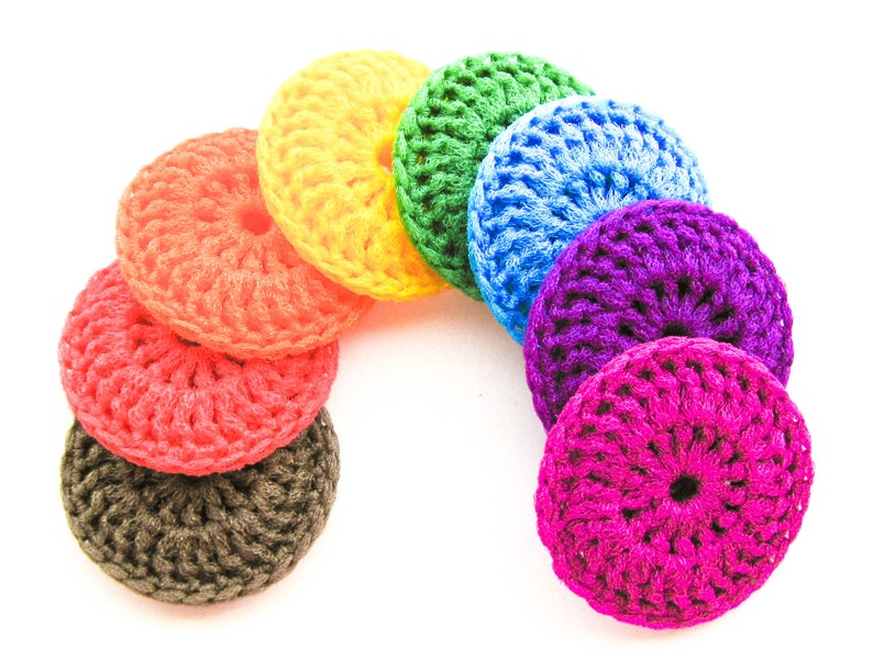 Nylon Pot Scrubber Set of 8 Rainbow Collection Crochet Dish Scrubbies image 6