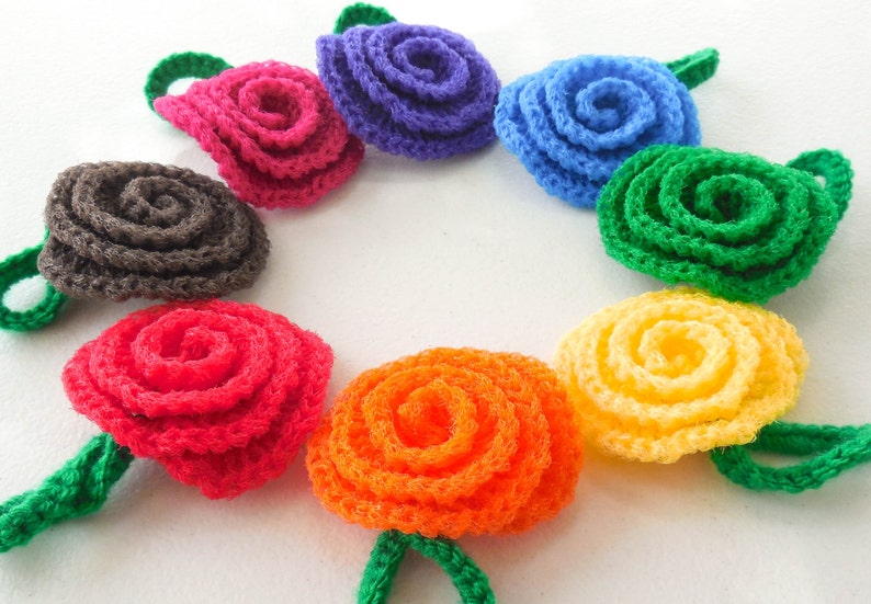 Nylon Pot Scrubber Set of 8 Rainbow Rose Collection Crochet Rose Dish Scrubbies image 5