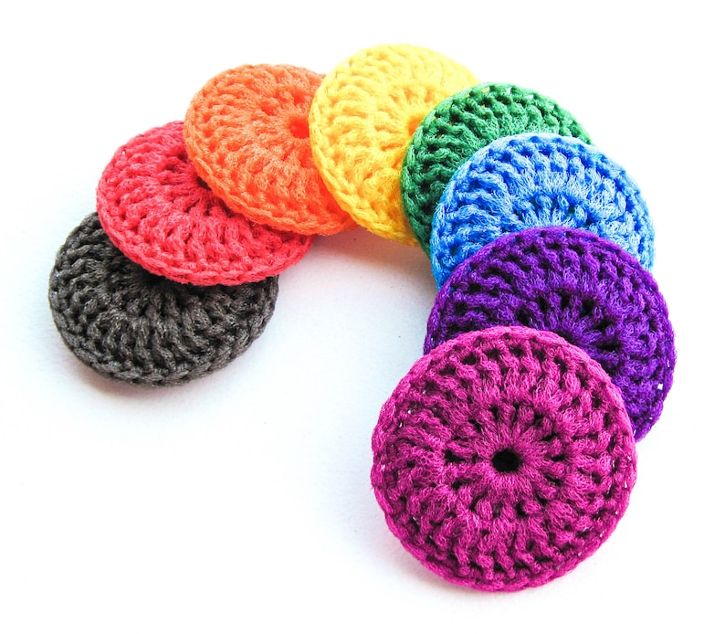 Nylon Pot Scrubber Set of 8 Rainbow Collection Crochet Dish Scrubbies image 1