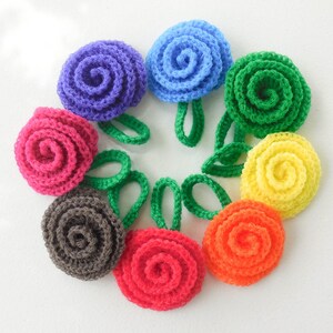 Nylon Pot Scrubber Set of 8 Rainbow Rose Collection Crochet Rose Dish Scrubbies image 3