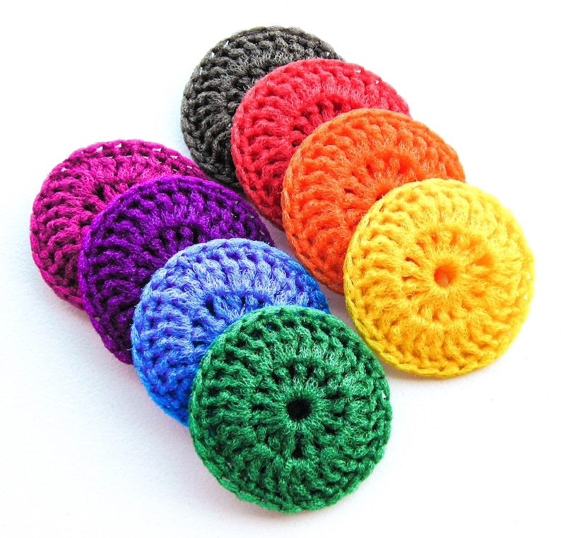 Nylon Pot Scrubber Set of 8 Rainbow Collection Crochet Dish Scrubbies image 4
