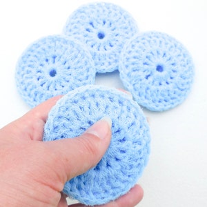 Nylon Dish Scrubbies Set of 2 through 10 Crochet Powder Blue Pot Scrubber image 4