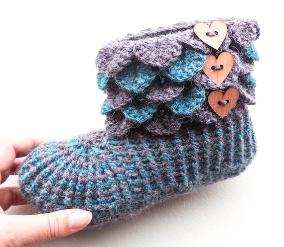 Botas Pantuflas Tejidas A Crochet Para NiÃ±as Botas De Alpaca Con