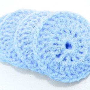 Nylon Dish Scrubbies Set of 2 through 10 Crochet Powder Blue Pot Scrubber image 2