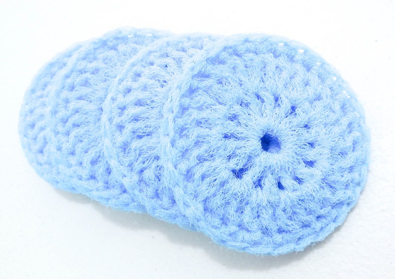 Nylon Dish Scrubbies Set of 2 through 10 Crochet Powder Blue Pot Scrubber image 2