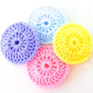 Pastel Crochet Nylon Pot Scrubbers Set of 4 Pink, Blue, Purple and Yellow Dish Scrubbies image 3