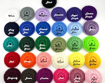 Handvirkade grytskrubbare - 2 till 100 - 7,5 cm diskskrubb i nylon - Välj dina egna färger