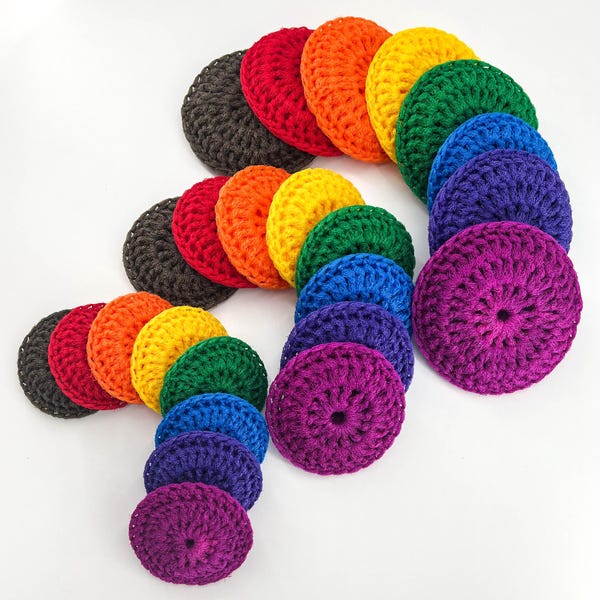 Estropajos de nailon para ollas - Juego de 8 - Colección Arcoíris - Estropajos de crochet para platos
