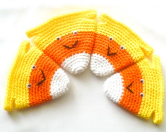 Crochet Candy Corn Goodie Bag - Set of 2 through 16 - Small Halloween Trick or Treat Bag - Party Favor Bag