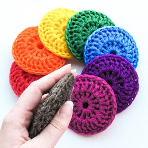 Nylon Pot Scrubber Set of 8 Rainbow Collection Crochet Dish Scrubbies image 8