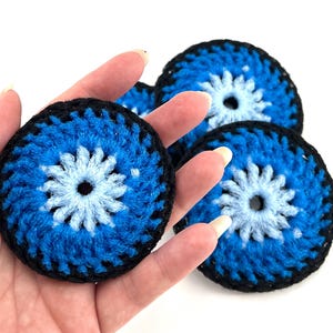 Nylon Dish Scrubbies - Set of 2 through 10 - Multicolor Black and Blue - Crochet Pot Scrubber
