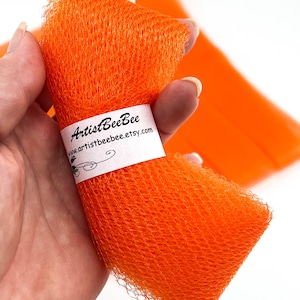 Orange Nylon Netting Strips - DIY Pot Scrubber Supplies - Set of 4 through 20 - Precut Netting Strips
