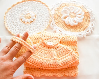 Ensemble de cuisine marguerite jaune - serviette suspendue en coton au crochet - porte-pot marguerite - débarbouillette en dentelle - gommage à vaisselle réversible marguerite