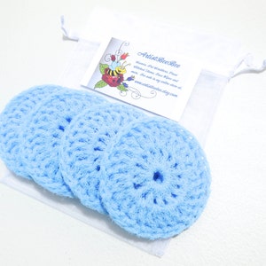 Nylon Dish Scrubbies Set of 2 through 10 Crochet Powder Blue Pot Scrubber image 5