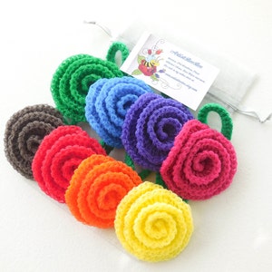 Nylon Pot Scrubber Set of 8 Rainbow Rose Collection Crochet Rose Dish Scrubbies image 2