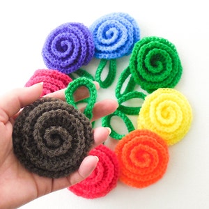 Nylon Pot Scrubber - Set of 8 - Rainbow Rose Collection - Crochet Rose Dish Scrubbies