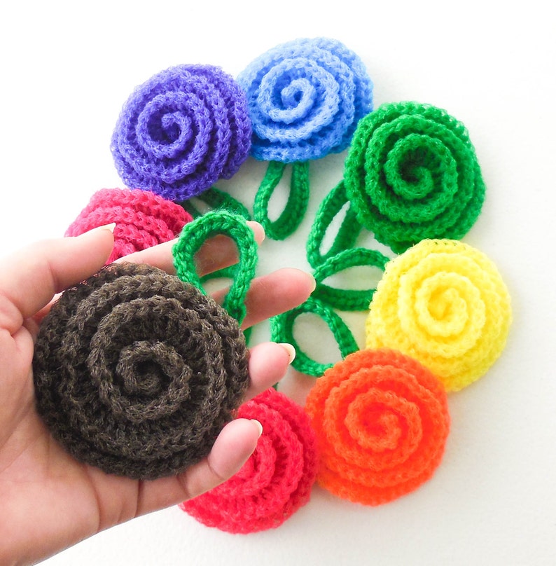 Nylon Pot Scrubber Set of 8 Rainbow Rose Collection Crochet Rose Dish Scrubbies image 1