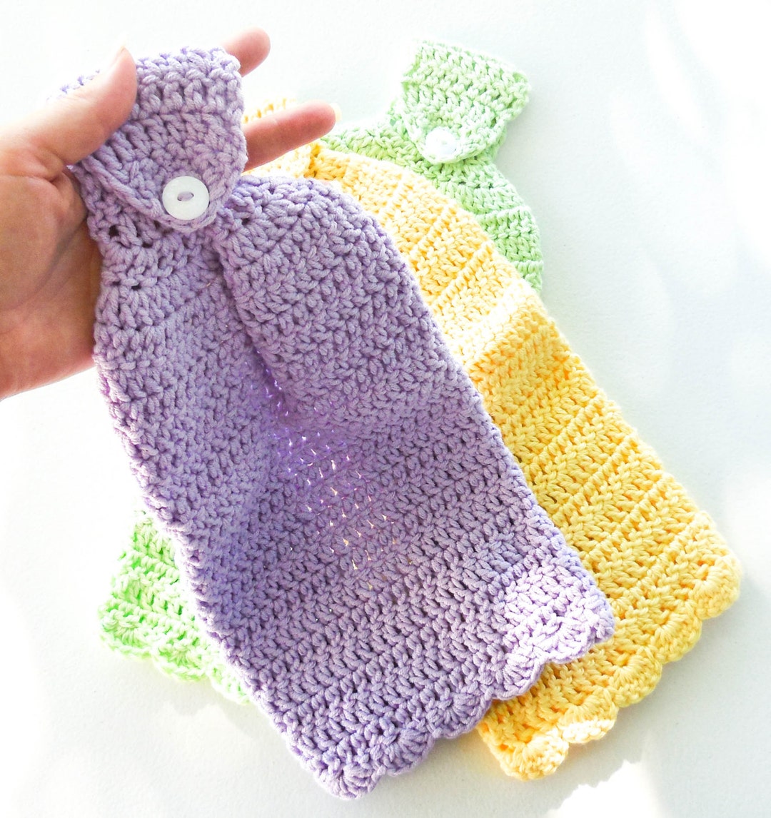 Crochet Hanging Dish Towel Set of 1 Cotton Kitchen Towel Etsy