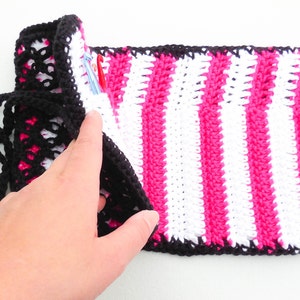 Crochet Hook Case - Crochet Hooks Available - Black, White and Magenta Hook Organizer -  Makeup Brush Storage Bag