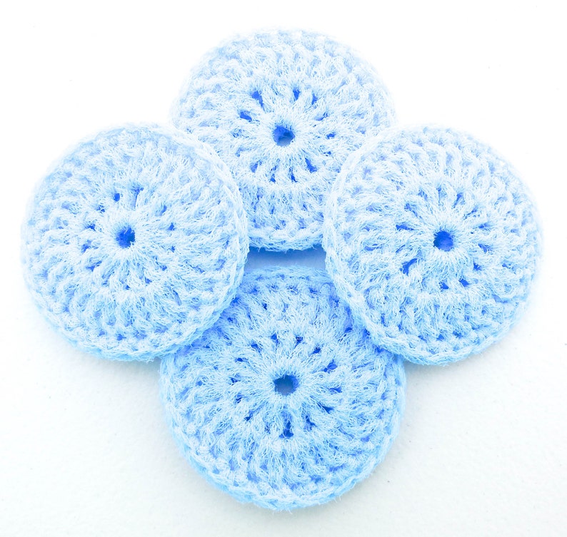 Nylon Dish Scrubbies Set of 2 through 10 Crochet Powder Blue Pot Scrubber image 1