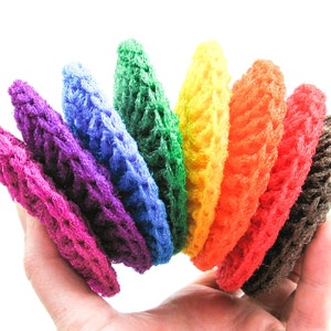 Nylon Pot Scrubber Set of 8 Rainbow Collection Crochet Dish Scrubbies image 7