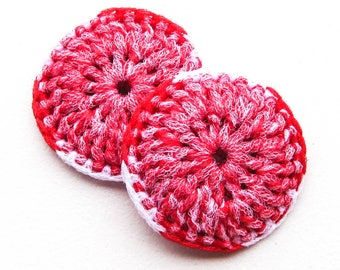 Heavy Duty Nylon Pot Scrubber - Set of 2 through 10 - Crocheted Red and White Dish Scrubbie - Tawashi - Kitchen Sponge